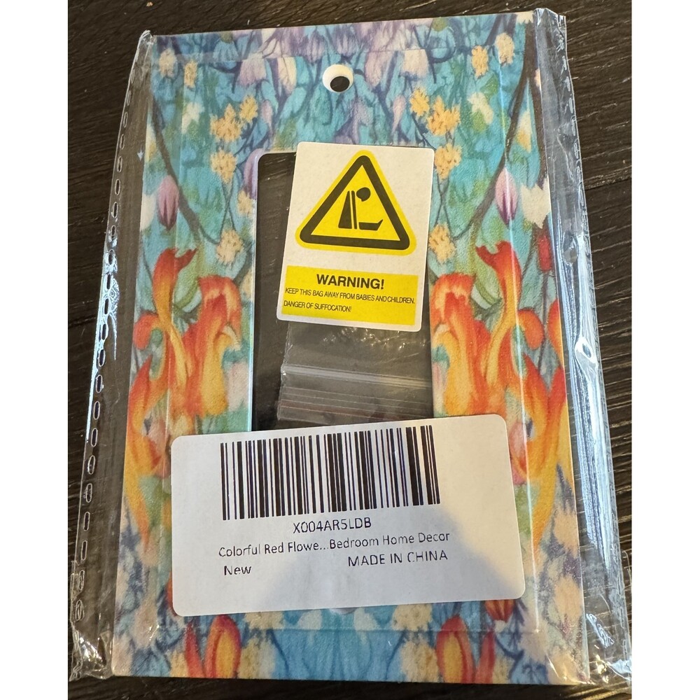 New Blue Floral Plastic 1 Gang Single Wall Switch Plate On/Off